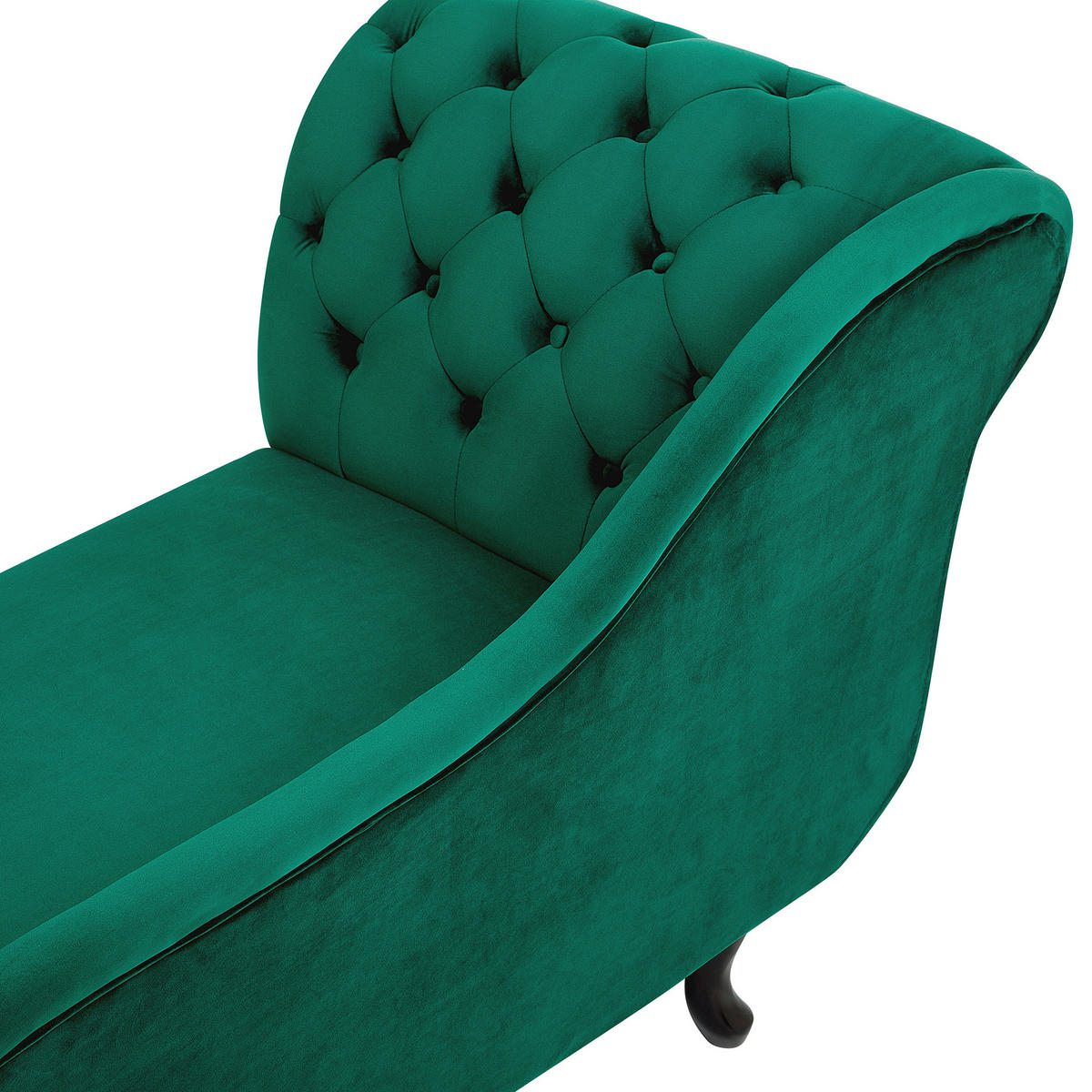CHAISELONGUE Samtstoff grün linksseitig Nimes - Schwarz/Grün, Textil (170/79/61cm) - Beliani