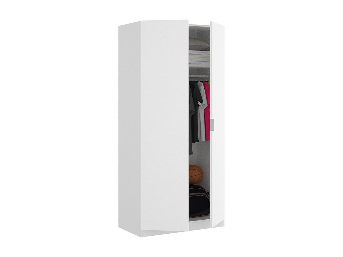 KLEIDERSCHRANK - 81 cm x 52 cm - Holz, Platte - Weiß LISTOWEL - Weiß, Holz (81/184/52cm) - Vente-Unique
