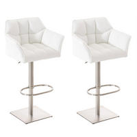 BARHOCKER Set Damaso 64x45x88 cm weiß - Weiß, Leder (64/88/45cm) - furnicato