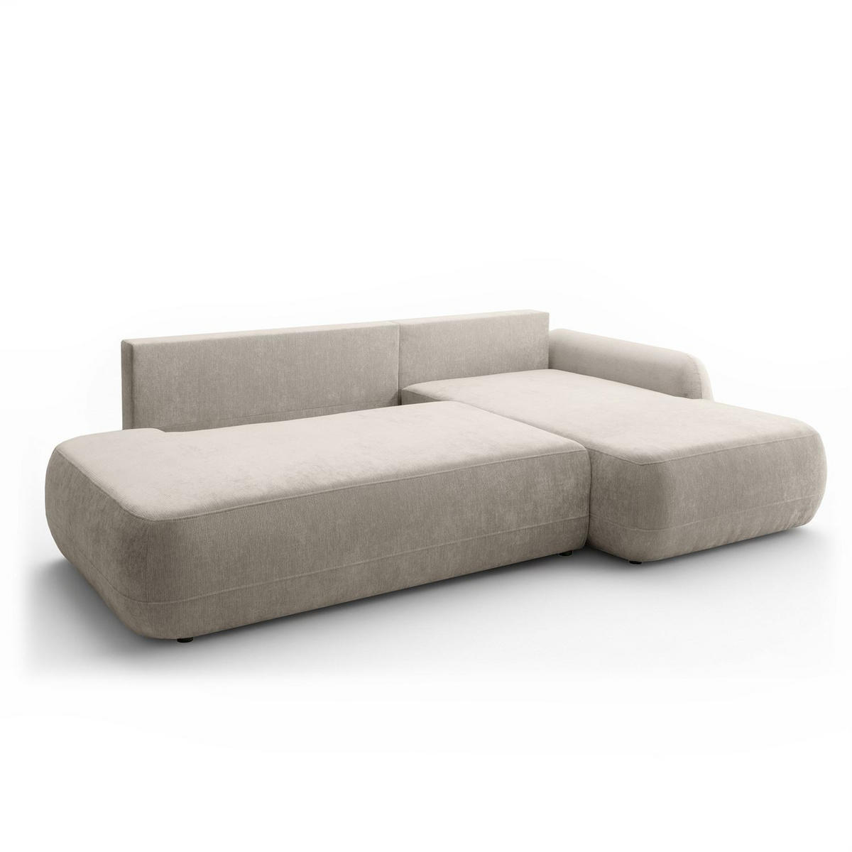 ECKSOFA GOYA mit Schlaffunktion und Bettkasten, Rechte, Perfect Harmony 04 - Ecru, Textil (302/184cm) - Lookway
