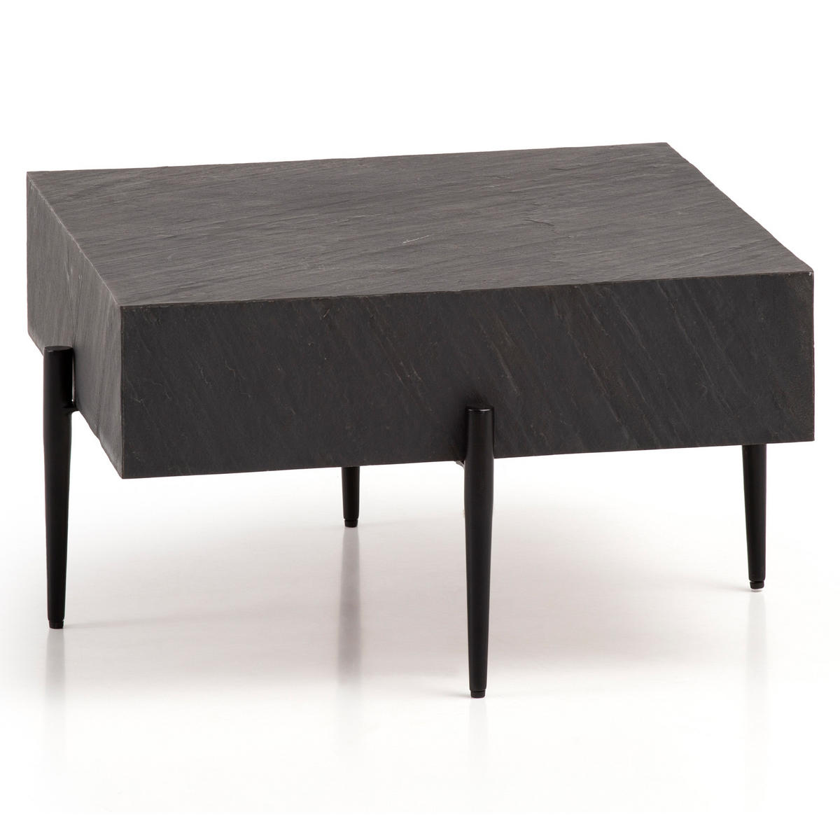 COUCHTISCH Quadratisch Anthrazit Steinoptik Metall 64x64x35 cm Modern Massiv - Schwarz/Grau, Holz/Metall (64/64/35cm) - KADIMA DESIGN