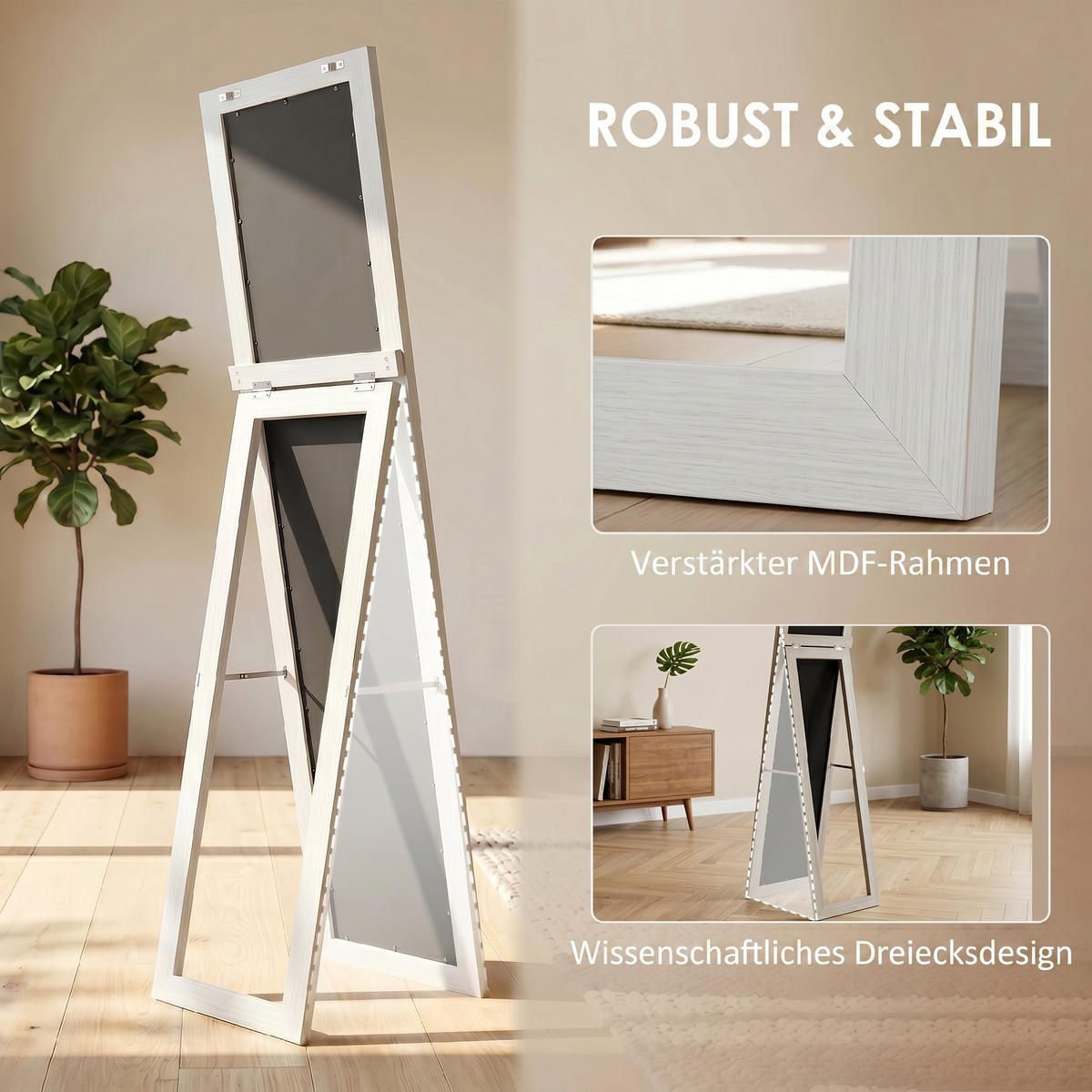 STANDSPIEGEL 2er-Set Weiß 37.0/3.8/157.0 cm - Weiß, Holzwerkstoff (3.8/157/37cm)