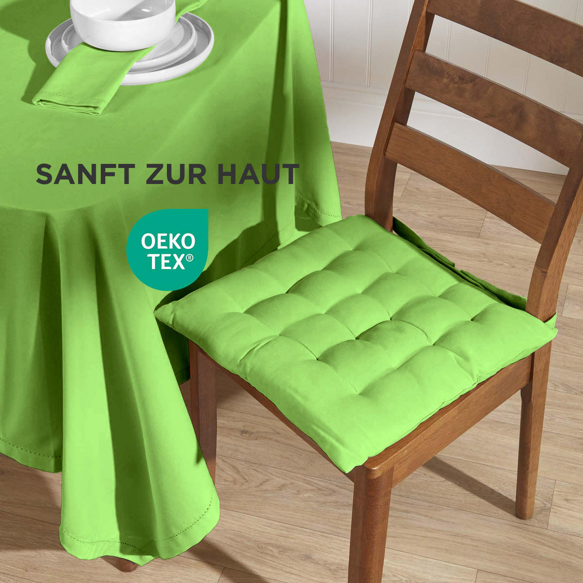 STUHLKISSEN 4er-Set limette 40/40/6,5 cm - Grün, Textil (40/40/6.5cm) - Homescapes