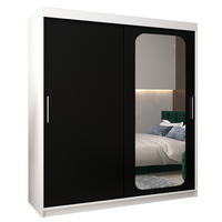 SCHWEBETÜRENSCHRANK 200/180/62 2-türig - Silberfarben/Schwarz, Holz/Kunststoff (180/200/62cm) - Abiks Möbel