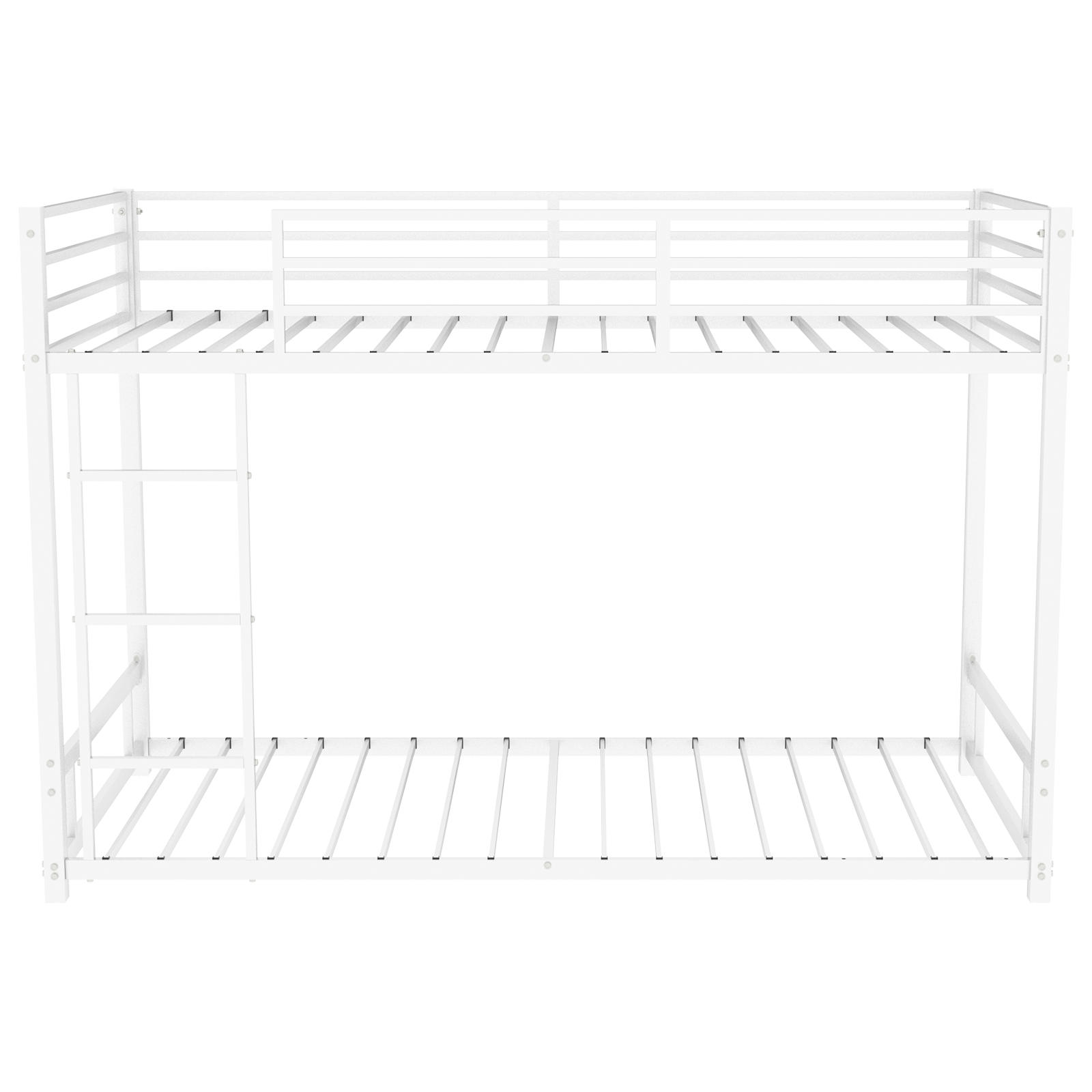 ETAGENBETT 90/200 cm Weiß mit Leiter und Sicherheitsgeländer, Eisen - Weiß, Metall (90/200cm) - Oxeza