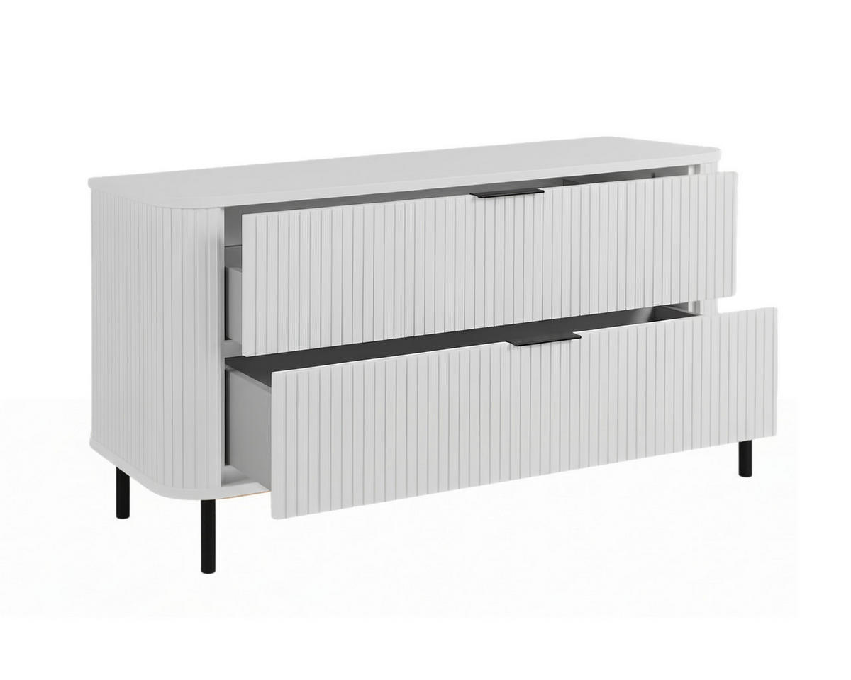 BADEZIMMERSCHRANK : Farbe Weiß, Griff schwarz, Füße schwarz, 120 x 41,5 x 66,7 cm - Schwarz/Weiß, Holzwerkstoff (120/66.7/41.5cm) - 3XE LIVING