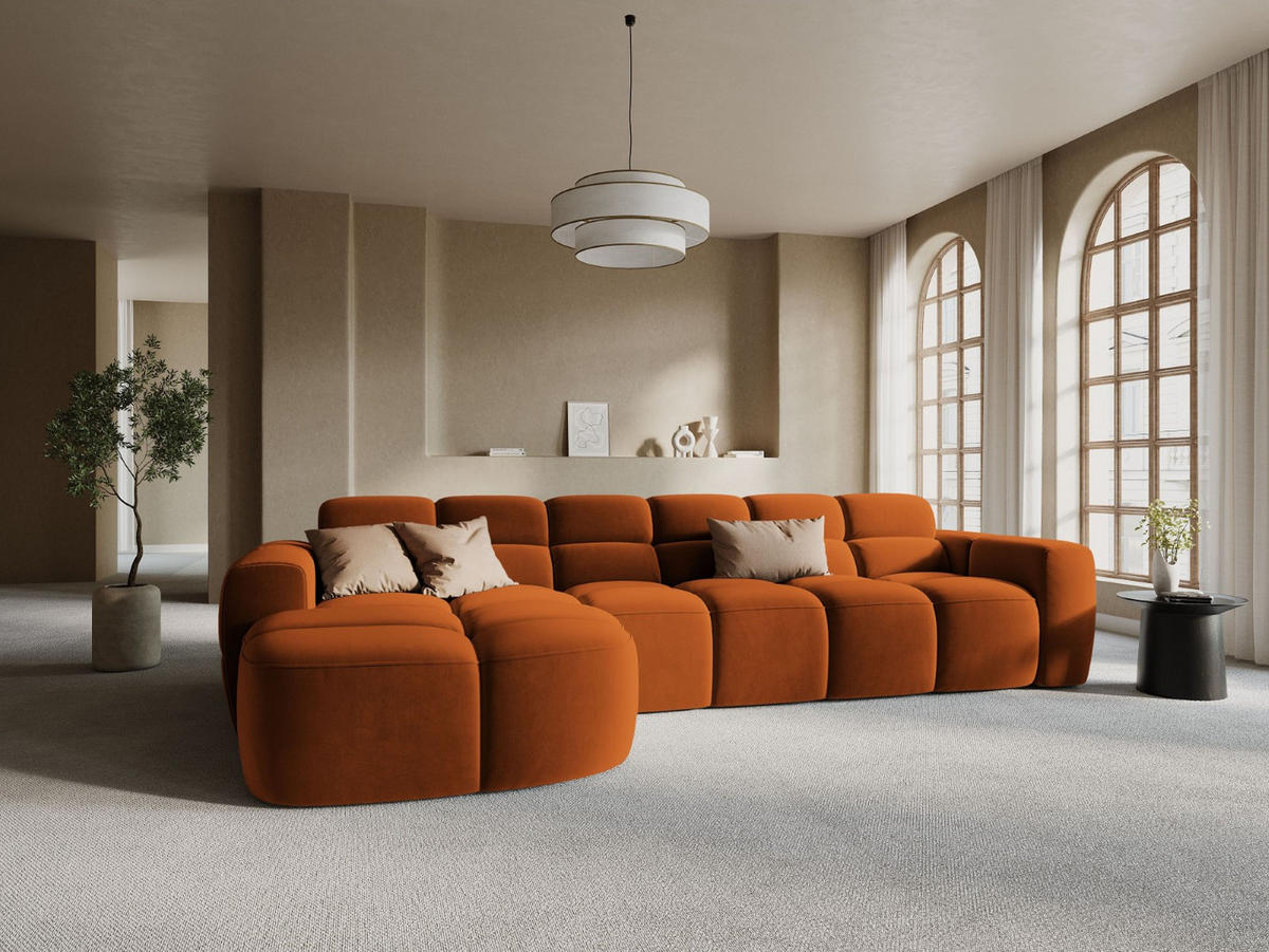 ECKSOFA links Lisa aus Samt terrakotta 4 Sitzplätze - Terra cotta, Textil (170/310cm) - Micadoni