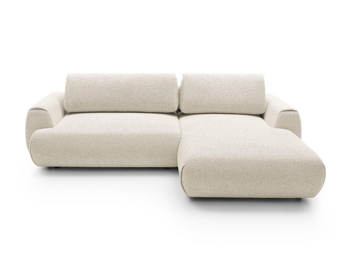 ECKSOFA ZEST Creme Geflochtener Stoff mit Schlaffunktion - Creme, Holz (270/167cm) - MASSENO