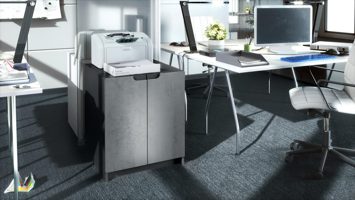 KOMMODE Logan Fronten in Beton Dunkel Optik - Dunkelgrau, Holzwerkstoff (51/60.5/54cm) - Vladon