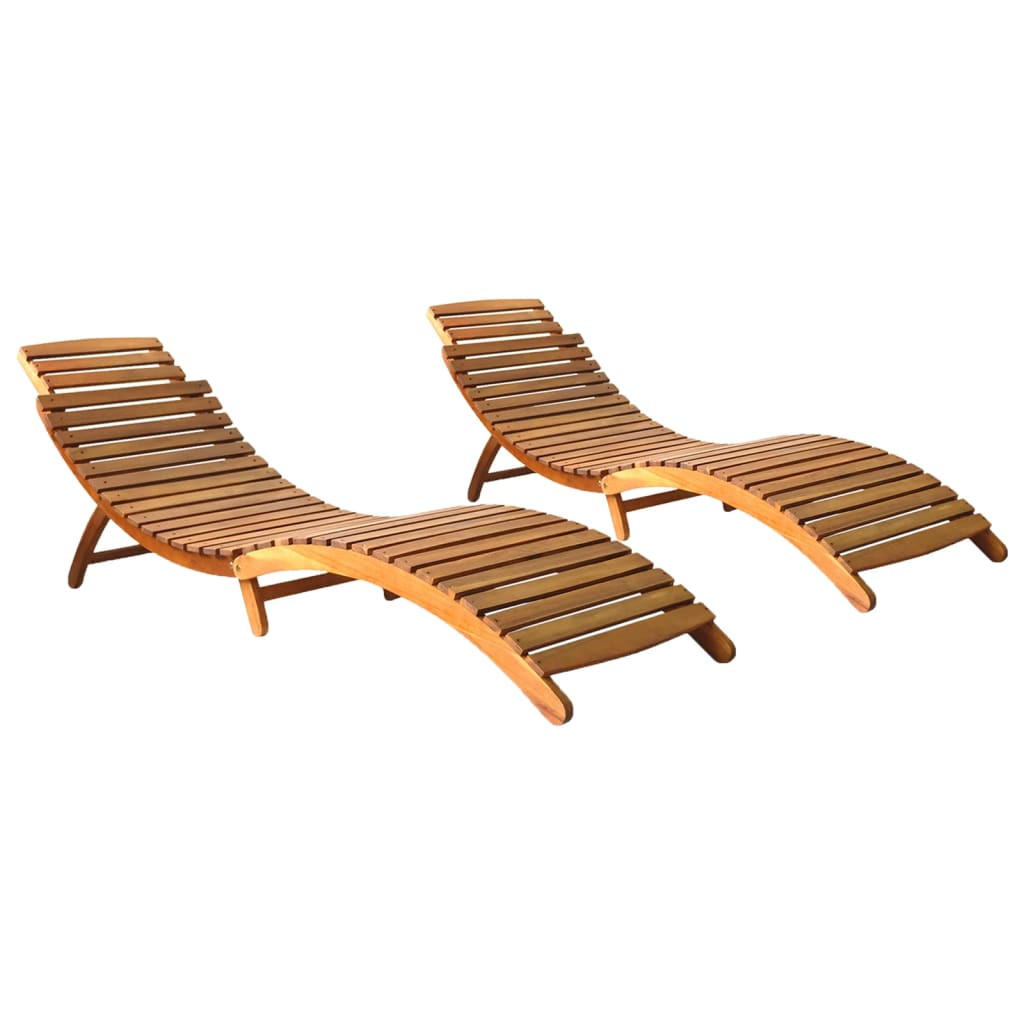 SONNENLIEGEN 2 Stk. Massivholz Akazie - Braun, Holz (55/64/184cm) - furnicato