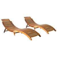 SONNENLIEGEN 2 Stk. Massivholz Akazie - Braun, Holz (55/64/184cm) - furnicato