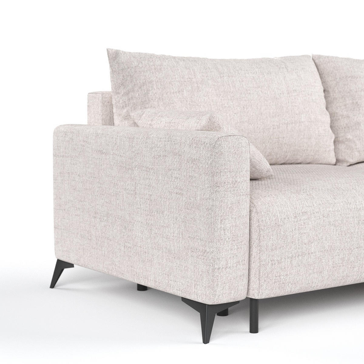 ROHOVÁ SEDAČKA NUVIO, textil, Písková - černá/písková barva, kov/dřevo (239/148cm) - AltaBeds