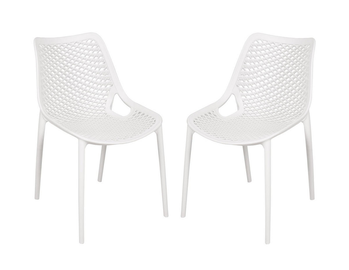 GARTENSTUHL 2er Set Erik Weiß Gartenstühle - Weiß, Kunststoff (50/83/60cm) - DELUKE