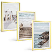 BILDER SET 3er Set - 40x60 cm Goldrahmen - Meeresarchitektur Santorin - Goldfarben, Kunststoff (40/60cm) - TULUP