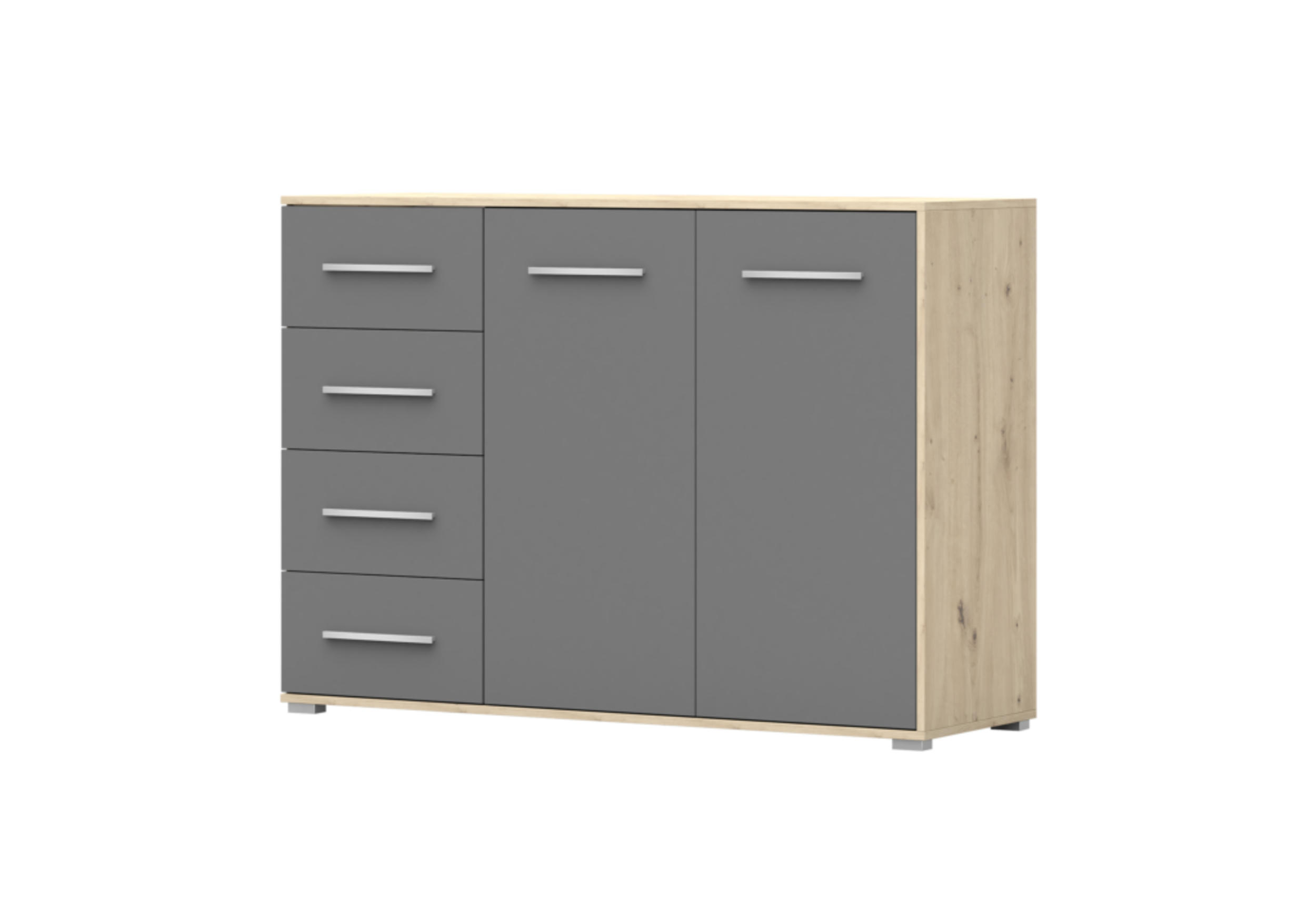 KOMMODE - Highboard IRYS 01 2D4S Sonoma + Grau - Grau/Sonoma Eiche, Holzwerkstoff (135/95/45cm) - Möblo