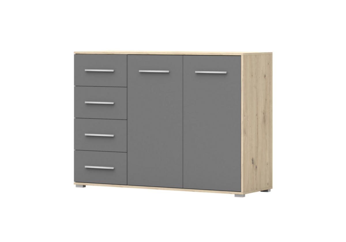 KOMMODE - Highboard IRYS 01 2D4S Artisan + Grau - Eiche Artisan/Grau, Holzwerkstoff (135/95/45cm) - Möblo