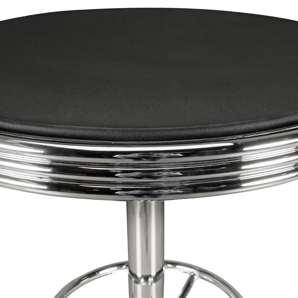 BARTISCH – Retro-Stil, höhenverstellbar, Aluminiumoptik, Kunstleder - Silberfarben/Schwarz, Textil/Metall (60/68/60cm) - KADIMA DESIGN