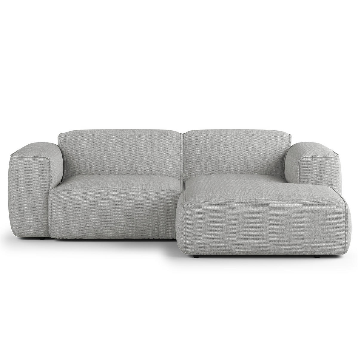 ECKSOFA mit XL-Longchair - Hellgrau/Schwarz, Kunststoff/Textil (260/171cm) - home24