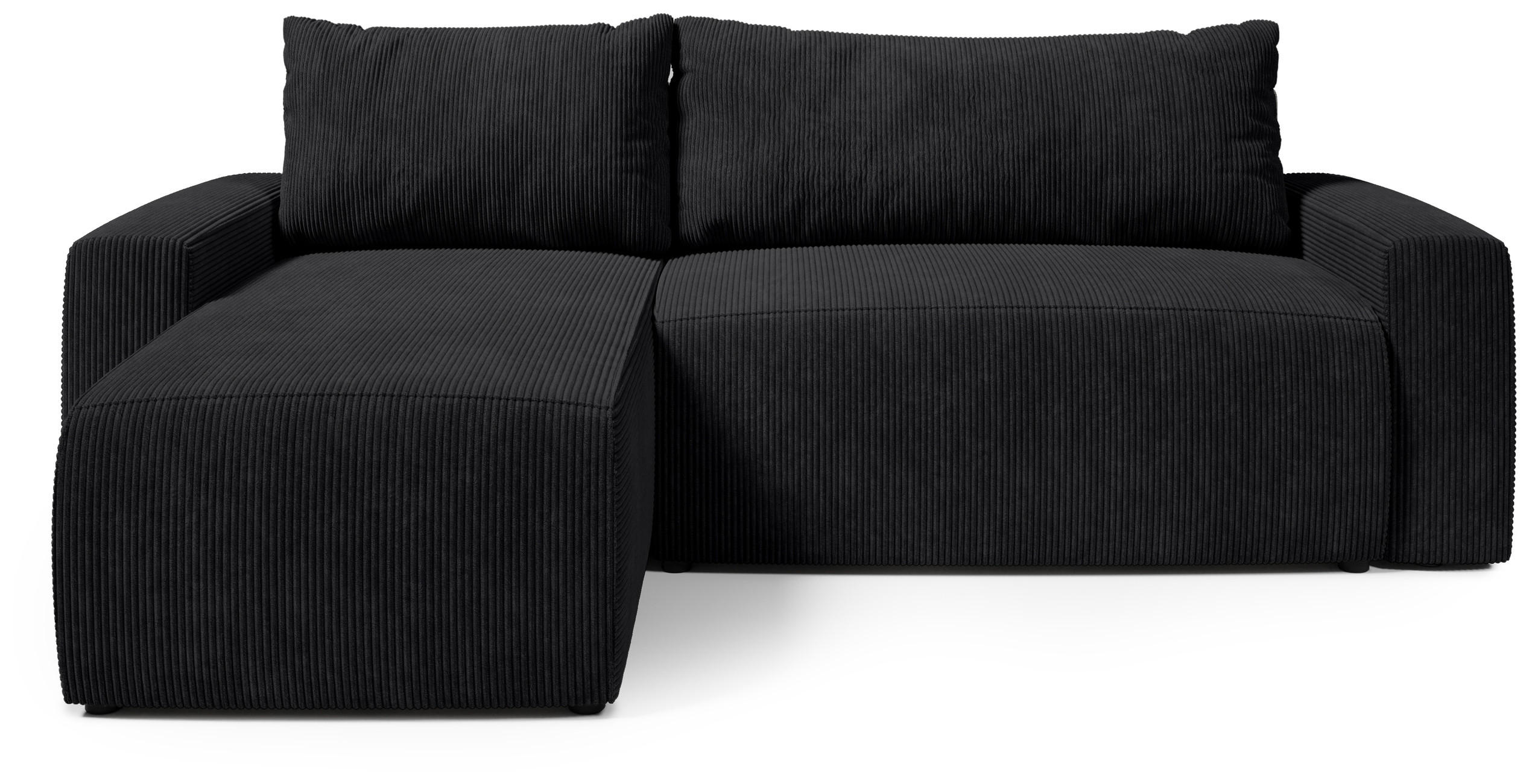 ECKSOFA PLUSH mit Schlaffunktion Schwarz Cord - Schwarz, Textil (240/145cm) - Bromarkt