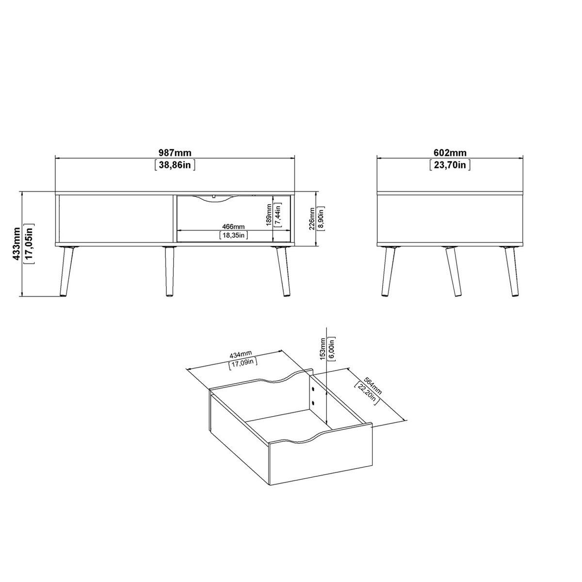 COUCHTISCH mit 1 Schublade - Weiß, Holzwerkstoff (60/99/43cm) - ebuy24
