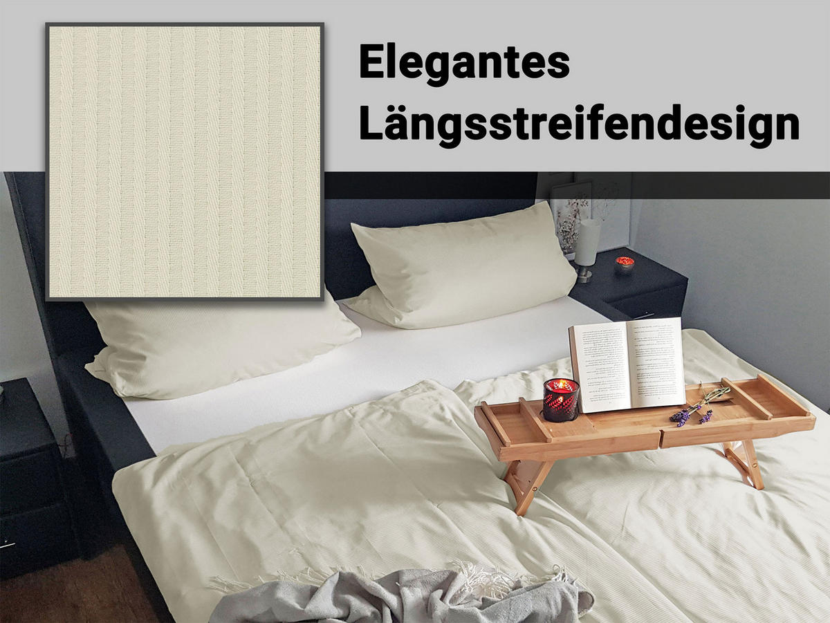 BETTWÄSCHE, 80x80 cm + 140x200 cm, 80% Baumwolle, 20% Polyester, Grau - Creme, Naturmaterialien (140/200cm) - Zollner