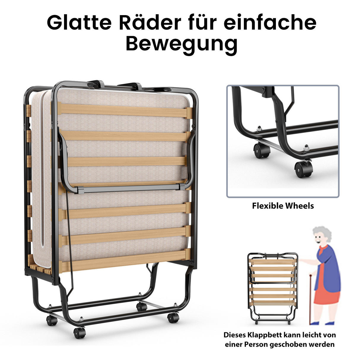 GASTEBETT Beige - Beige, Metall - COSTWAY