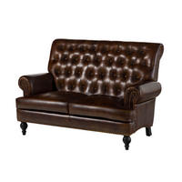 SOFA 2-Sitzer Echtleder 140x84x94 braun CHESTERFIELD #106 - Braun, Leder (140/94/84cm) - Massivmoebel24