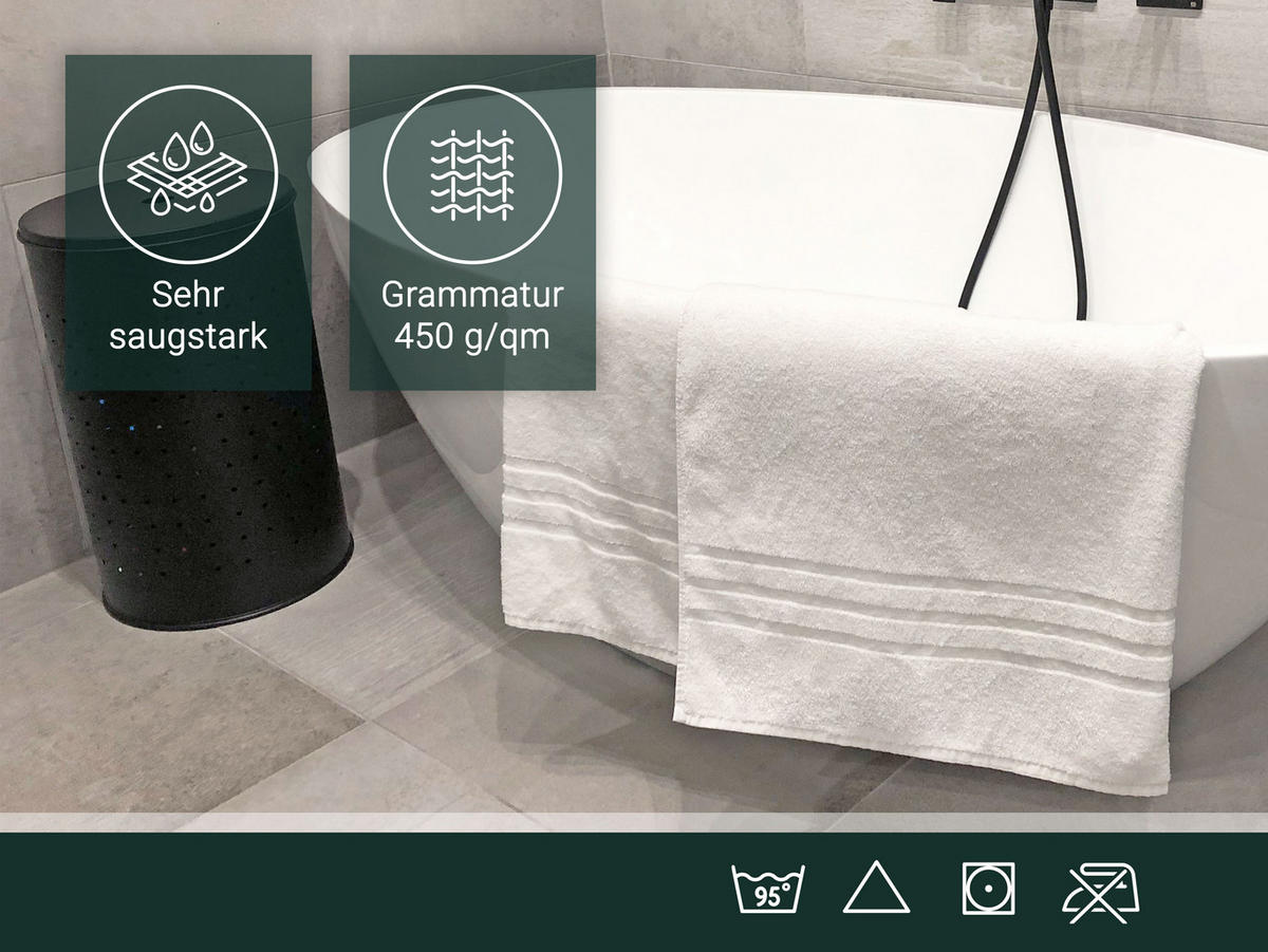 BADETUCH, 5er-Set, 100% Baumwolle, Weiß - Weiß, Textil (100/150cm) - Zollner