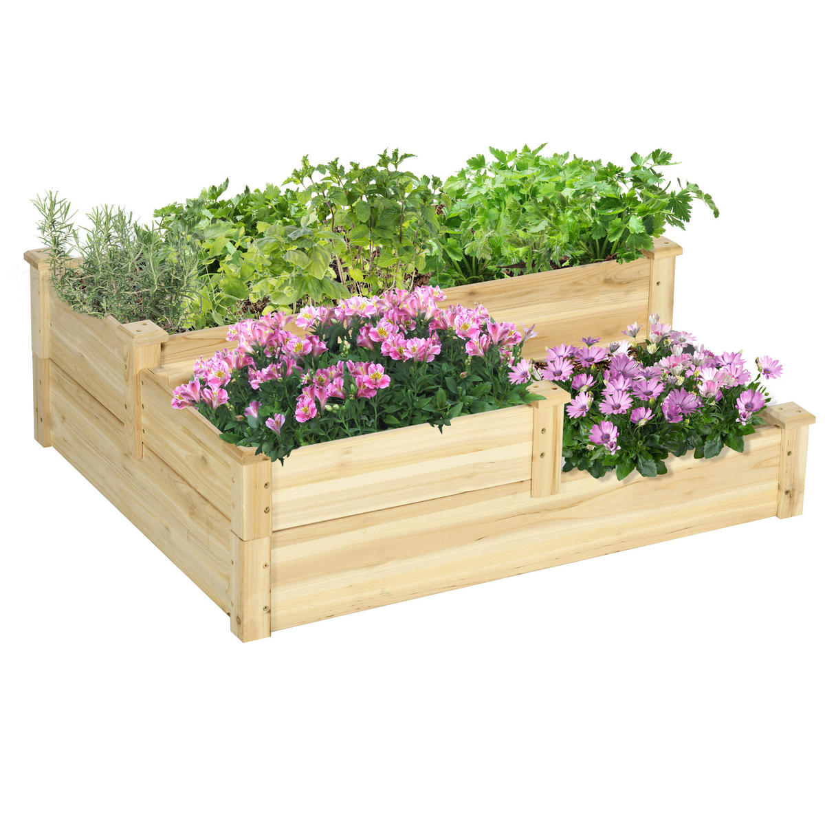 HOCHBEET DE-05347 3-stufig, Tannenholz Natur - Naturfarben, Holz (108/36/88cm) - ComfortXL