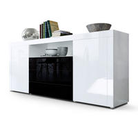 SIDEBOARD Santiago Weiß Hochglanz / Schwarz Hochglanz - Weiß Hochglanz, Holzwerkstoff (167/72/35cm) - Vladon