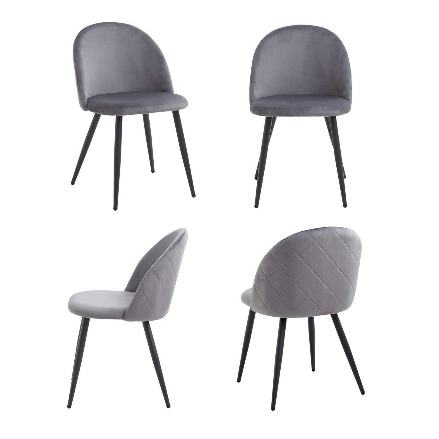 ESSZIMMERSTUHL 4er-Set Samt Grau Metallbeine - Grau, Textil (43/80/47.5cm)