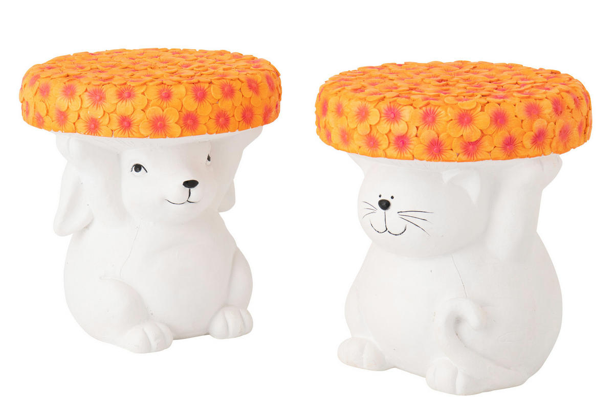BEISTELLTISCH KATZE Weiß - Weiß, Glas/Naturmaterialien (32.5/32.5/34.5cm) - J-Line