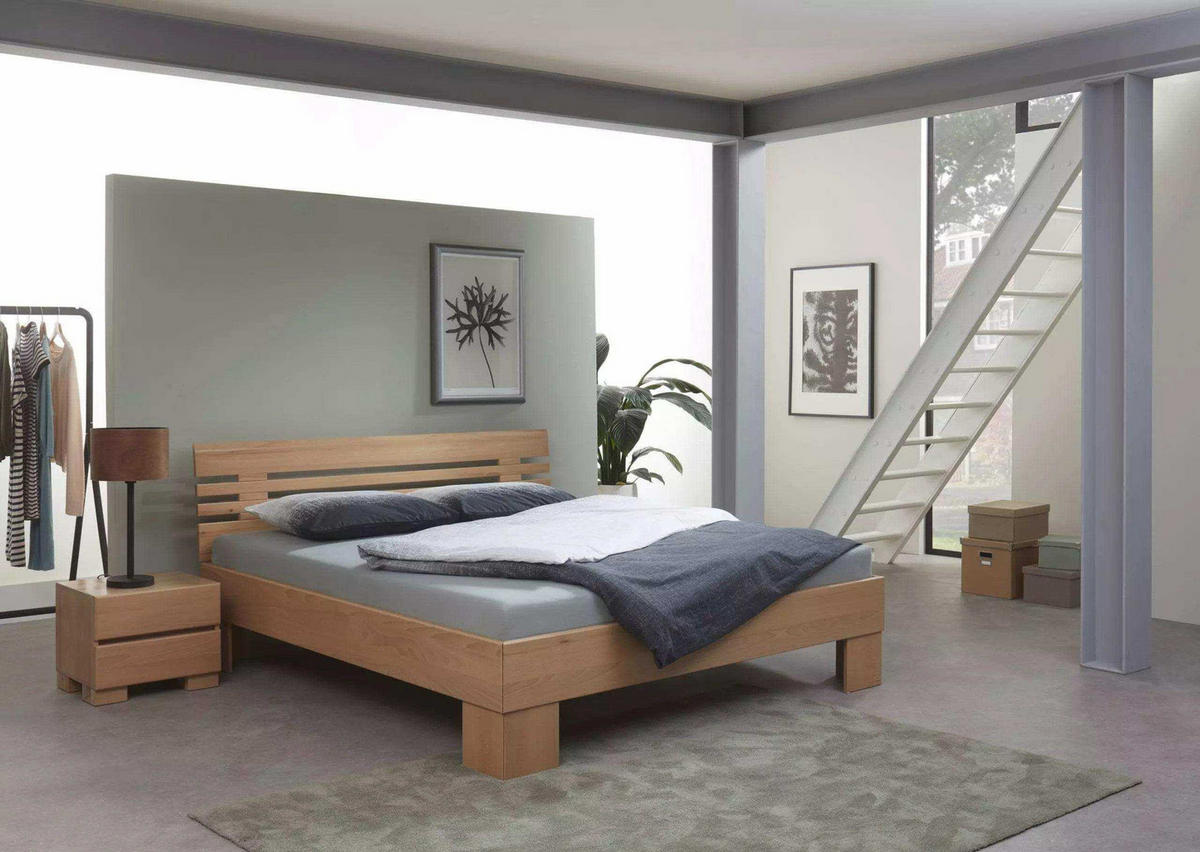 MASSIVHOLZBETT Buche Premium 01 / 200 x 200 cm / buche-natur-lackiert - Kernbuche, Holz (200/200cm) - BED BOX