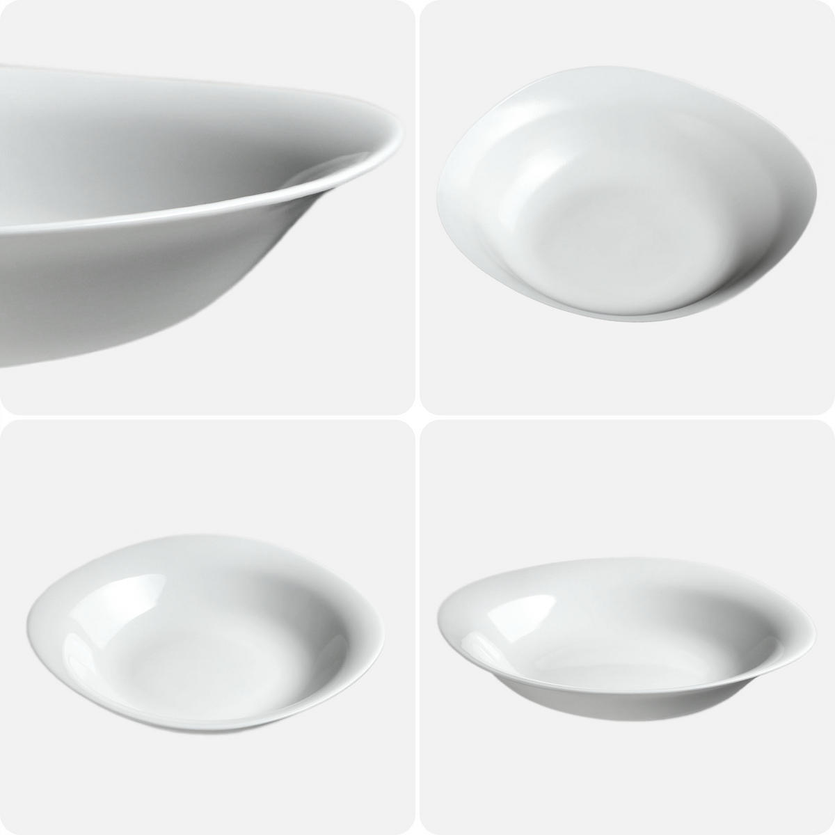 KADAX Tiefer Speiseteller 23cm Weiß 3 Stk - Weiß, Glas (23/3.6/22.3cm) - KADAX