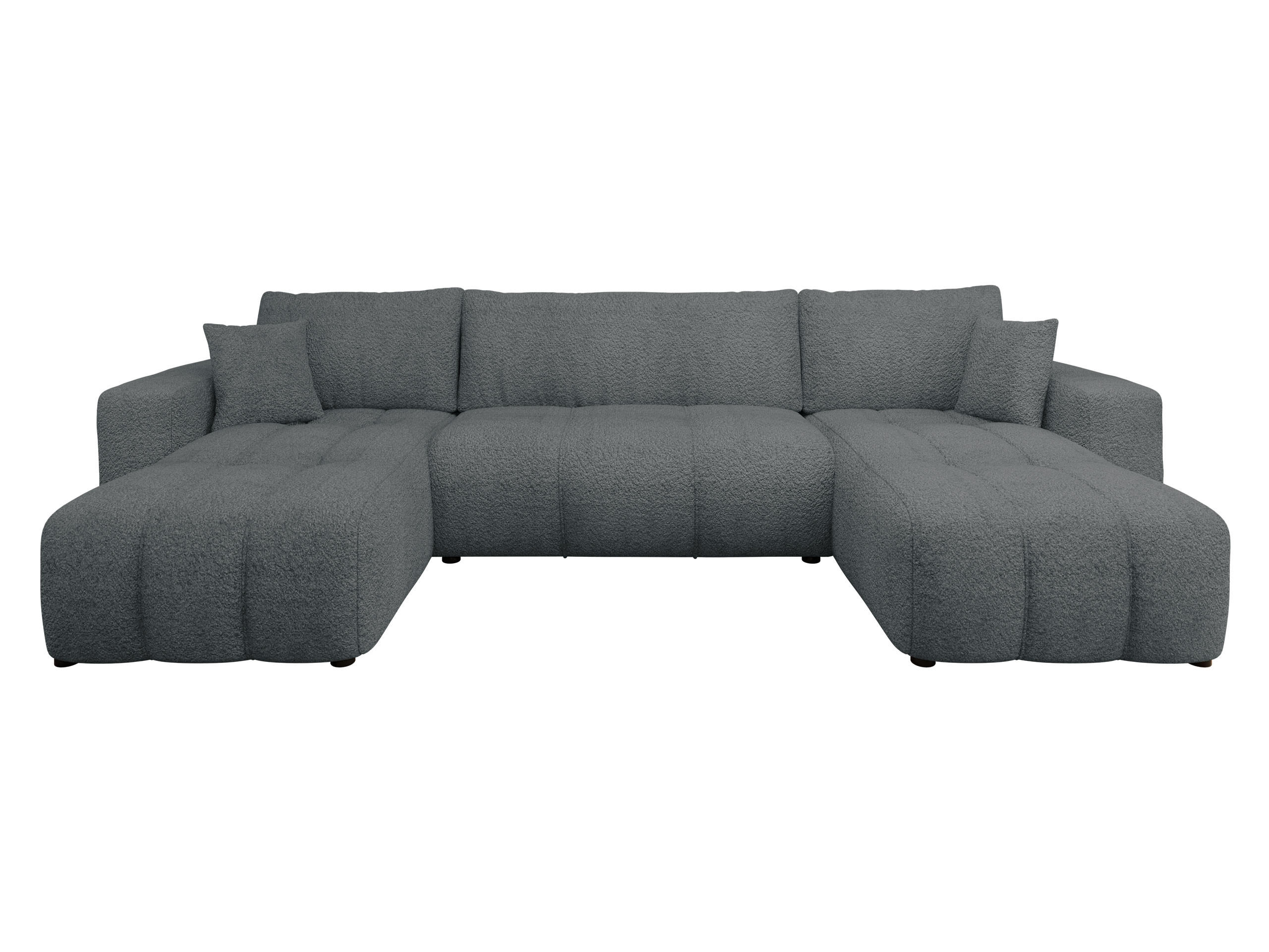 WOHNLADNSCHAFT Furyn U Boucle - Dunkelgrau/Schwarz, Holzwerkstoff/Kunststoff (312/82/145cm) - MIRJAN24