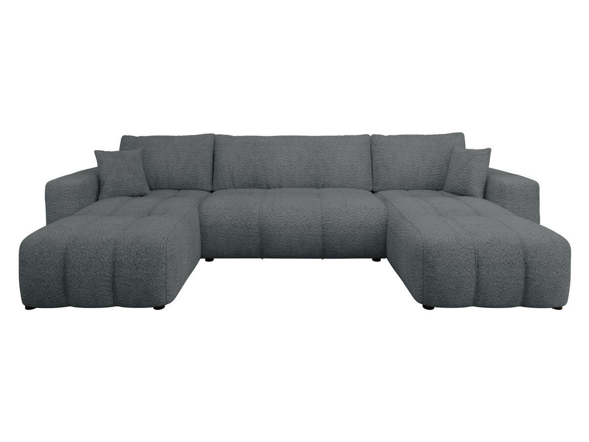 WOHNLADNSCHAFT Furyn U Boucle - Dunkelgrau/Schwarz, Holzwerkstoff/Kunststoff (312/82/145cm) - MIRJAN24