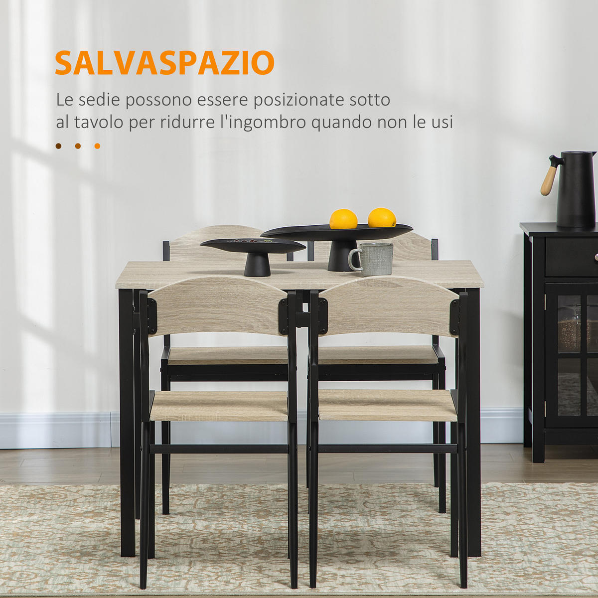 ESSGRUPPE, Stahl-Holz rechteckig, schwarz-eiche - Braun, Holzwerkstoff (63/76.5/100cm) - Vallsero