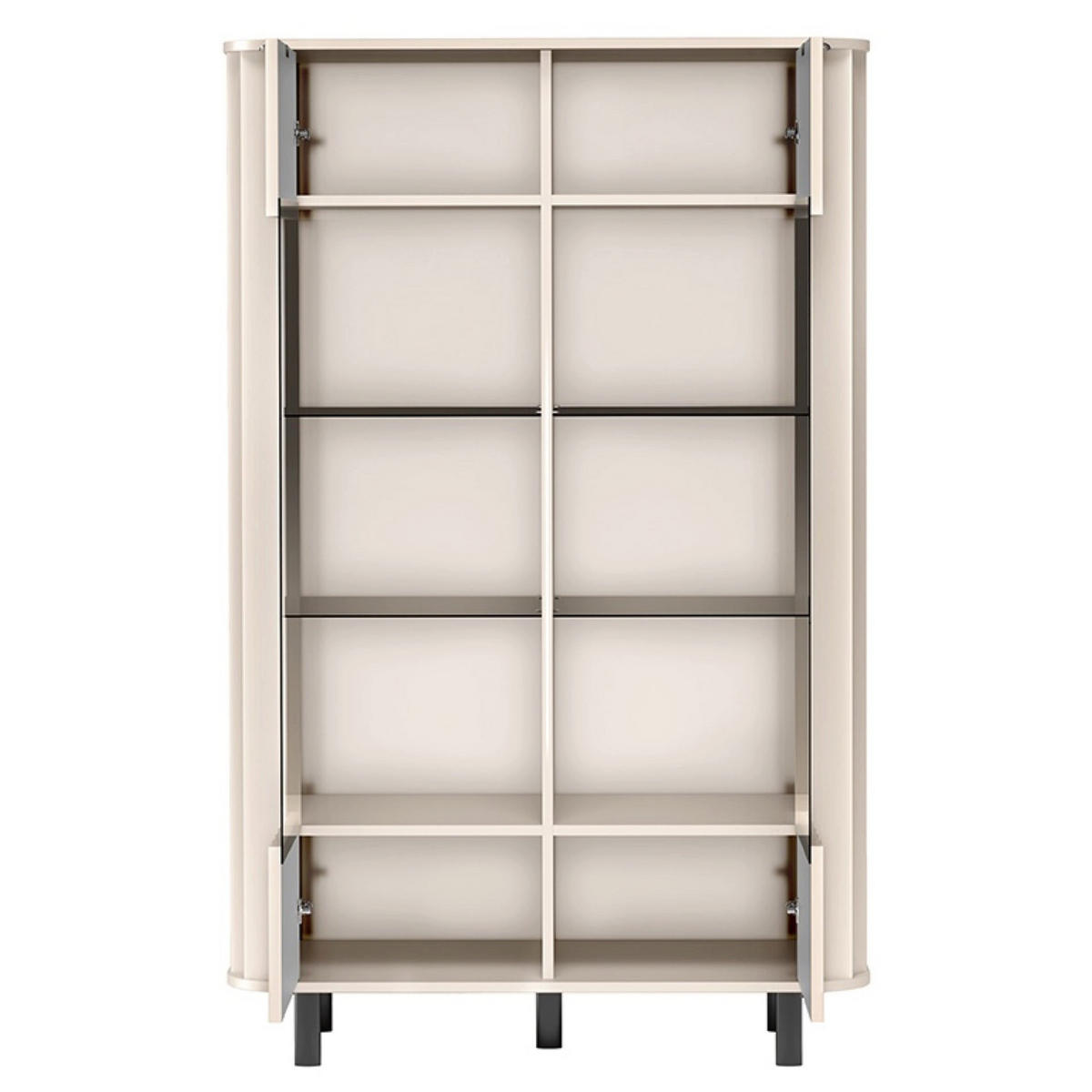 VITRINE Novado Kaschmirgrau 98 cm - Taupe/Schwarz, Holzwerkstoff/Metall (98.3/155/40.5cm) - Selsey