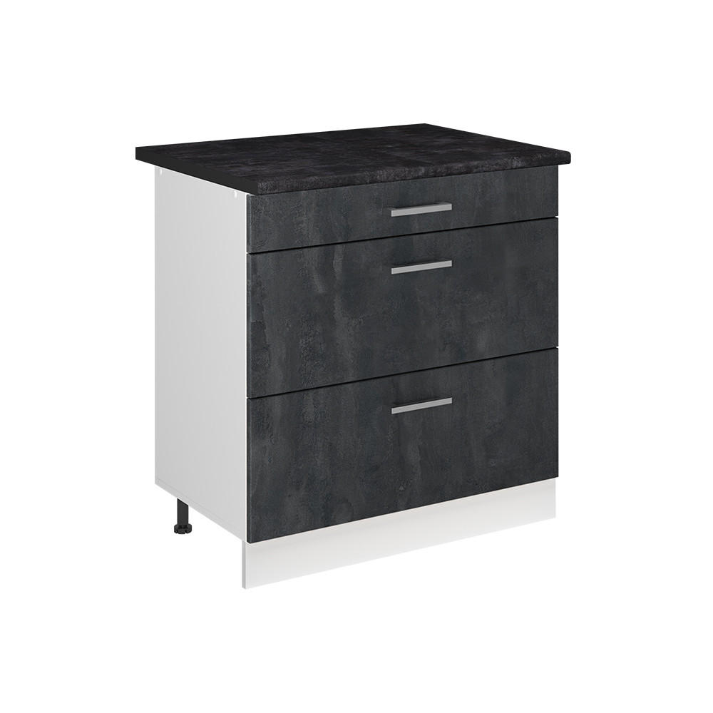 Vicco Küchenunterschrank Schwarz, Weiß 80x81.6x60 cm