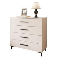 KOMMODE LINA KASCHMIR 4S mit Schubladen und LED-Beleuchtung Schwarze Beine und Griffe - Kaschmir/Schwarz, Holzwerkstoff (95/86/40cm) - Lookway
