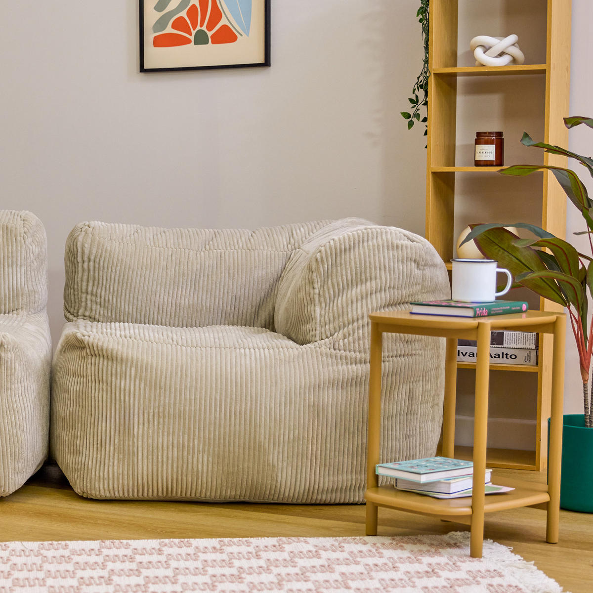SITZSACK-ECKSESSEL ZEN modular Cord - Beige, Textil (100/68/100cm) - icon