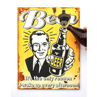 WANDBILD Beer mit Flaschenöffner 40 cm Gelb - Gelb, Holz (1cm) - DanDiBo