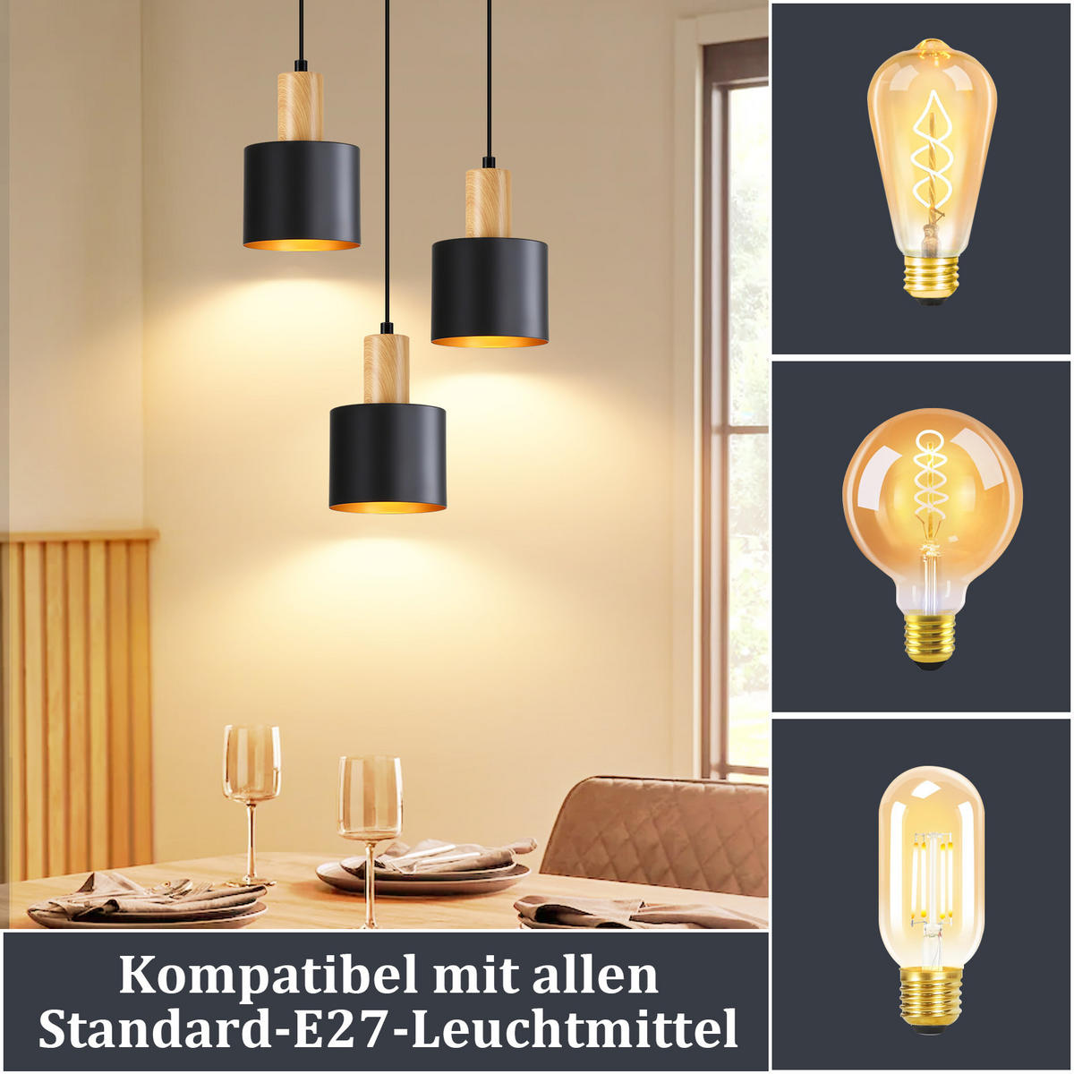 PENDELLEUCHTE Obiroq 22/12/173.5 cm - Schwarz, Metall (22/12/173.5cm) - ZMH