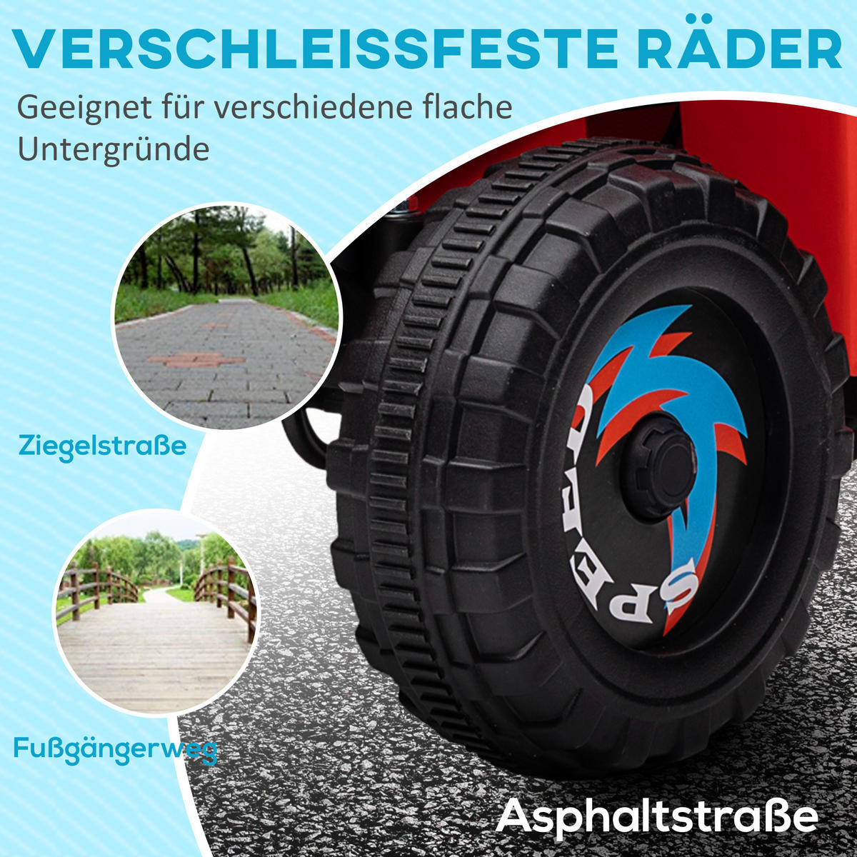 MINI ELEKTRO-QUAD KINDER, Grau+Schwarz+Blau+/Grün/Rot, Kunststoff+ Metall - Rot, Metall (106/41.5/48.5cm) - HOMCOM