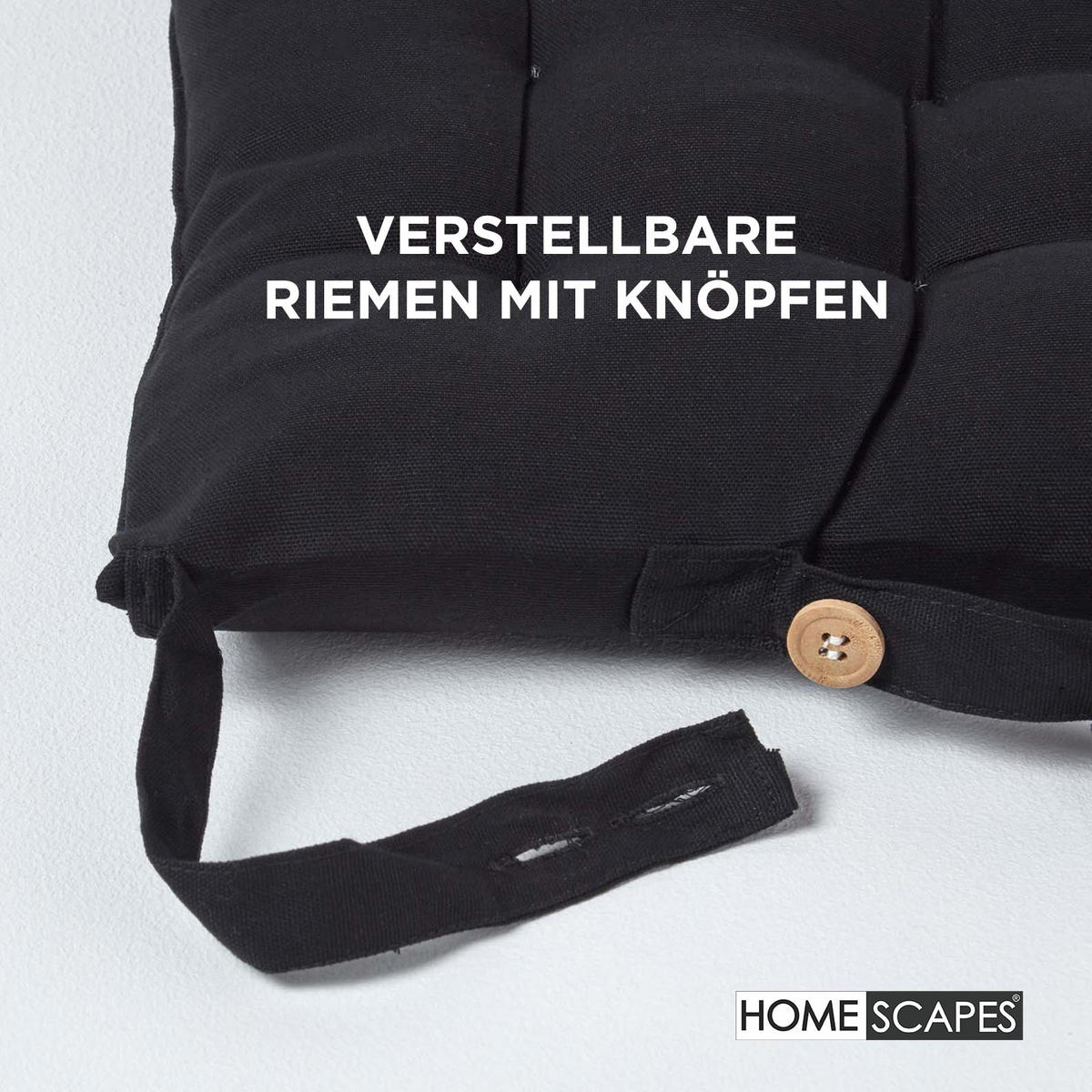STUHLKISSEN schwarz 40/40/6,5 cm - Schwarz, Textil (40/40/6.5cm) - Homescapes