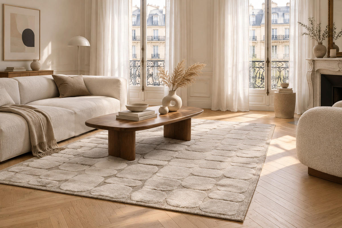 TEPPICH mit Reliefeffekt im japanischen Stil beige - Beige, Textil (120/170cm) - AFK Living
