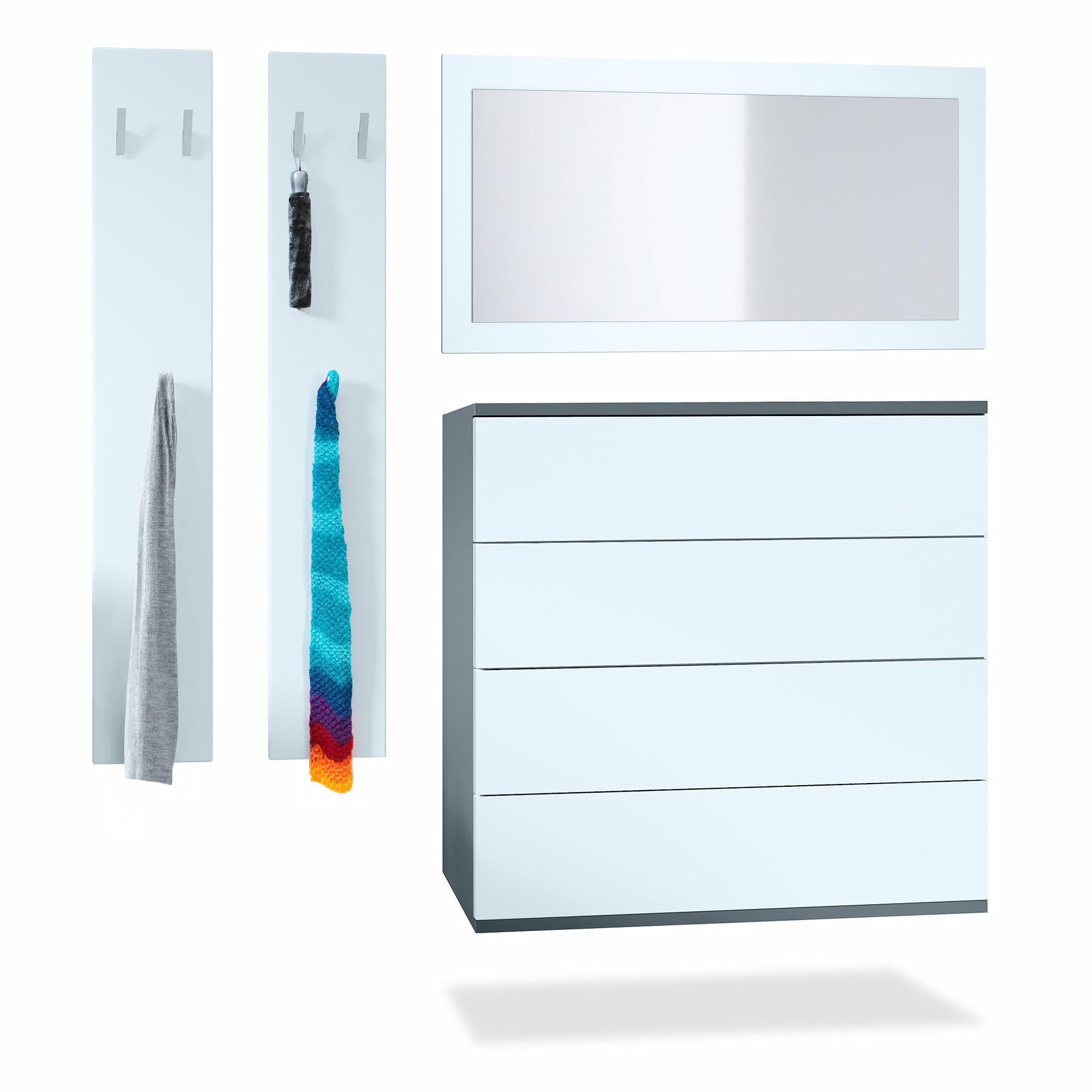 GARDEROBE Horizon Weiß matt - Weiß, Holzwerkstoff (142/146/35cm) - Vladon