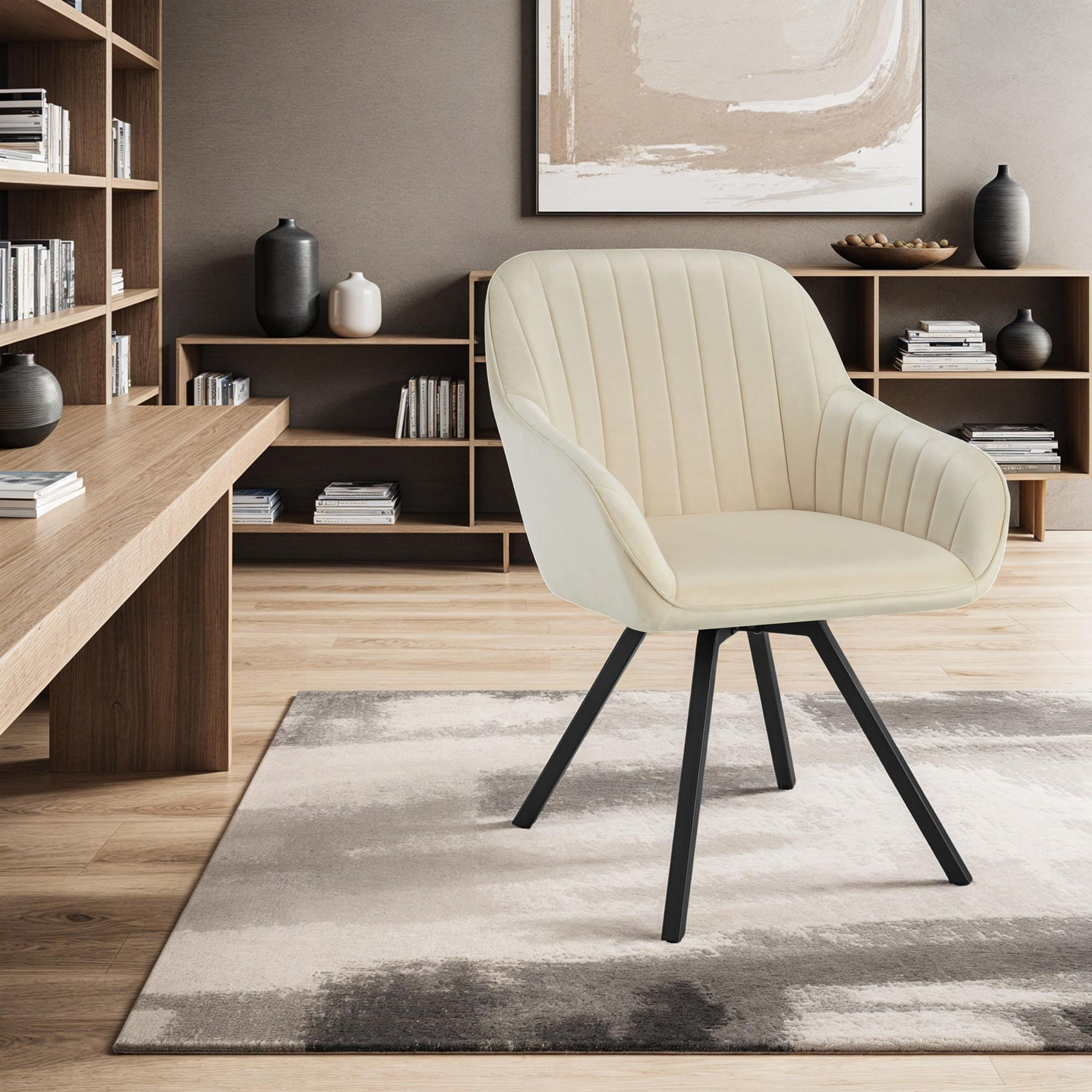 Thumbnail - tectake Armlehnstuhl, Creme, Textil, 58x82x58 cm, Esszimmer, Stühle, Esszimmerstühle, Armlehnenstühle