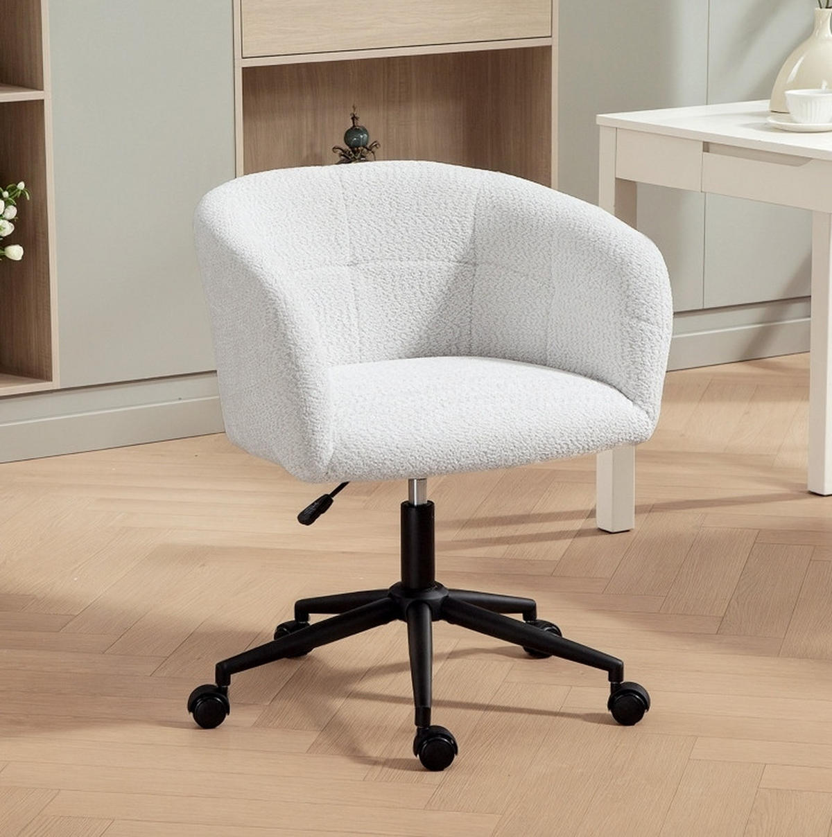 BÜROSTUHL höhenverstellbar 65 x 59 x 75-85 cm Cream White - Weiß, Kunststoff (59/85/65cm) - Meubliv