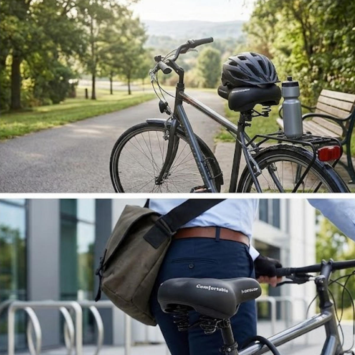 FAHRRADSATTEL – Extraweicher Gel Sattel FGC19, Ergonomisch, Komfortabel Gepolstert, Für Damen & Herren, City- und Tourenräder, Memory-Funktion - Schwarz, Textil/Metall (22/9/27cm) - Dunlop